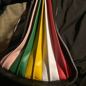 ANNA PAOLA Unique Multi Color Side Pleats Italian Leather Purse